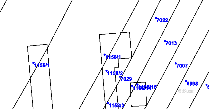 Parcela st. 1158/1 v KÚ Borkovany, Katastrální mapa