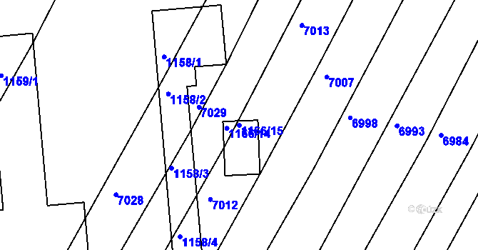 Parcela st. 1166/15 v KÚ Borkovany, Katastrální mapa