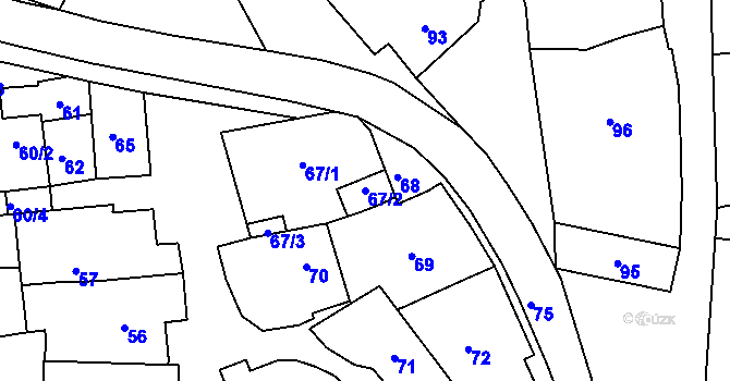 Parcela st. 67/2 v KÚ Borkovany, Katastrální mapa