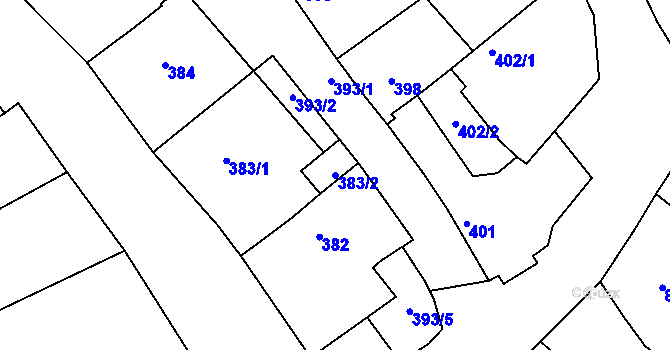 Parcela st. 383/2 v KÚ Borkovany, Katastrální mapa