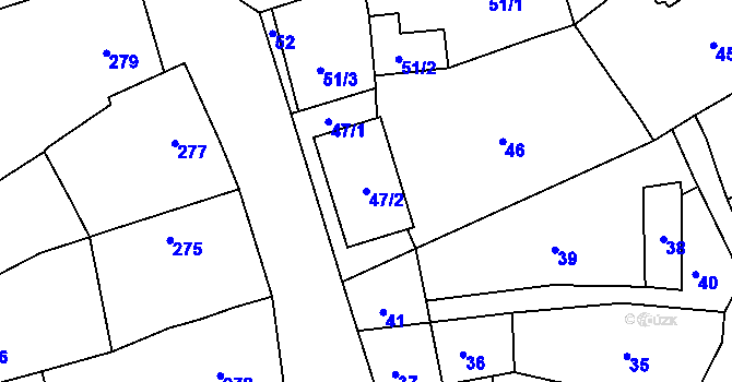 Parcela st. 47/2 v KÚ Borkovany, Katastrální mapa