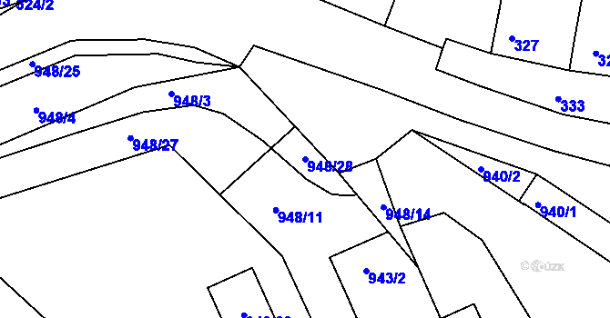 Parcela st. 948/28 v KÚ Borkovany, Katastrální mapa