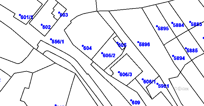 Parcela st. 606/2 v KÚ Borkovany, Katastrální mapa