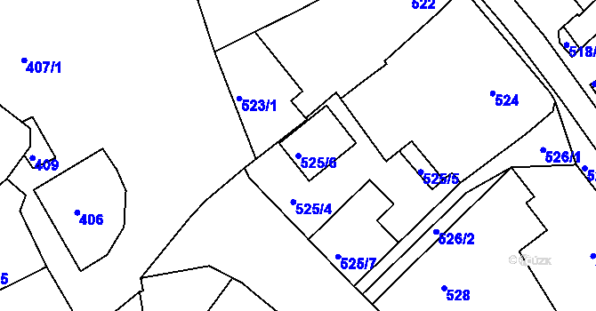 Parcela st. 525/6 v KÚ Borkovany, Katastrální mapa