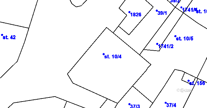 Parcela st. 10/4 v KÚ Borkovice, Katastrální mapa
