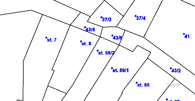Parcela st. 59/2 v KÚ Borkovice, Katastrální mapa