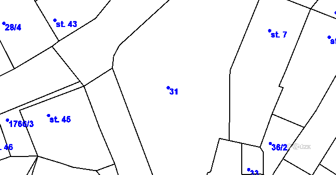Parcela st. 31 v KÚ Borkovice, Katastrální mapa