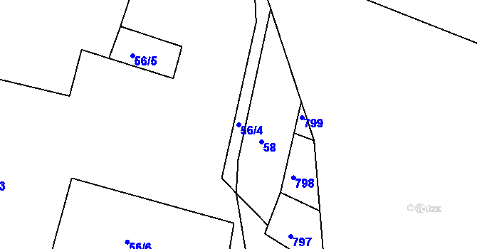 Parcela st. 56/4 v KÚ Borkovice, Katastrální mapa