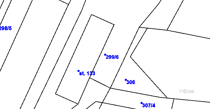 Parcela st. 299/6 v KÚ Borkovice, Katastrální mapa