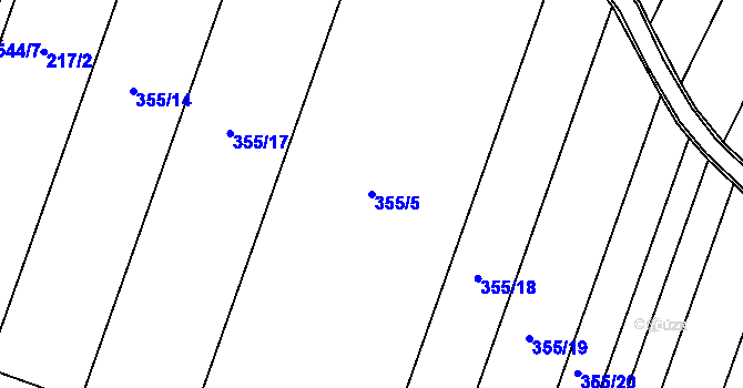 Parcela st. 355/5 v KÚ Borkovice, Katastrální mapa