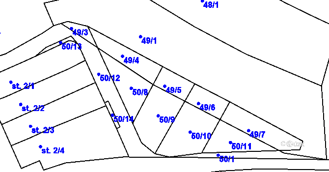 Parcela st. 49/5 v KÚ Borkovice, Katastrální mapa