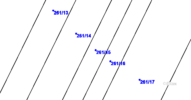 Parcela st. 261/15 v KÚ Borkovice, Katastrální mapa