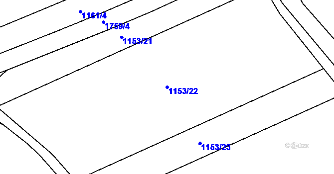 Parcela st. 1153/22 v KÚ Borkovice, Katastrální mapa