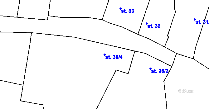 Parcela st. 36/4 v KÚ Borkovice, Katastrální mapa