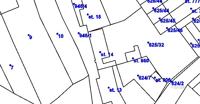Parcela st. 14 v KÚ Borohrádek, Katastrální mapa