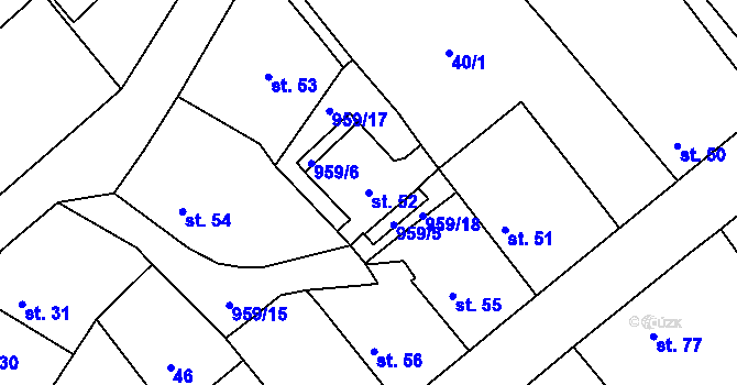 Parcela st. 52 v KÚ Borohrádek, Katastrální mapa