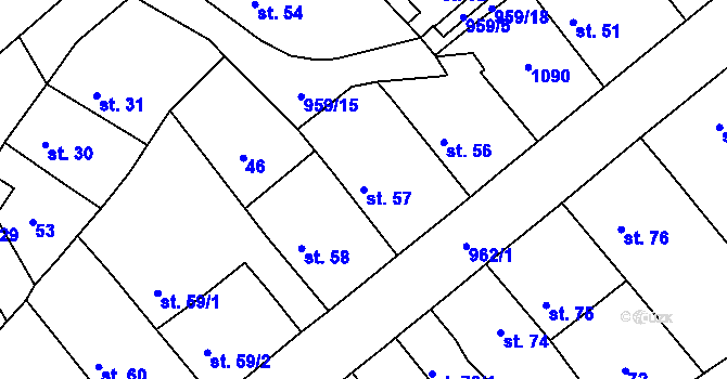 Parcela st. 57 v KÚ Borohrádek, Katastrální mapa