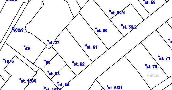 Parcela st. 61 v KÚ Borohrádek, Katastrální mapa