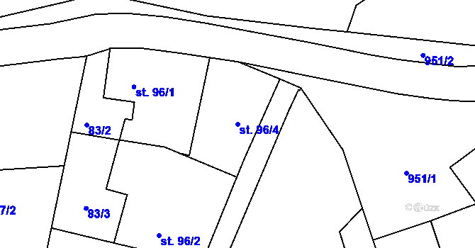 Parcela st. 96/4 v KÚ Borohrádek, Katastrální mapa