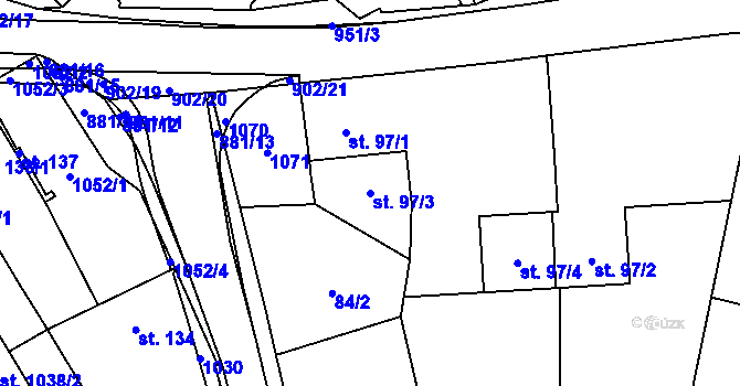 Parcela st. 97/3 v KÚ Borohrádek, Katastrální mapa