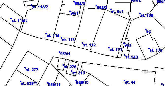 Parcela st. 112 v KÚ Borohrádek, Katastrální mapa