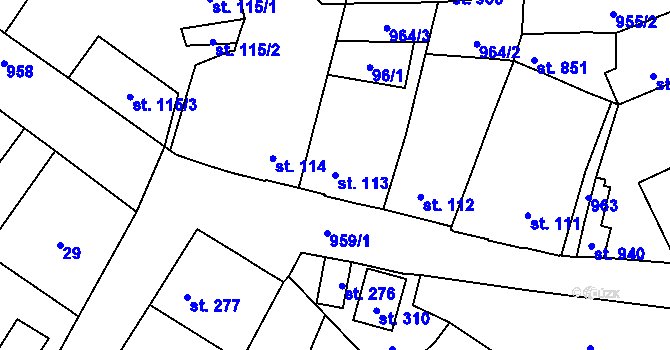 Parcela st. 113 v KÚ Borohrádek, Katastrální mapa