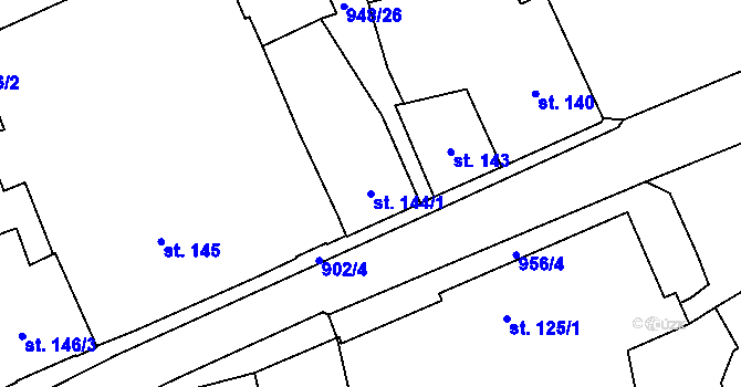 Parcela st. 144/1 v KÚ Borohrádek, Katastrální mapa