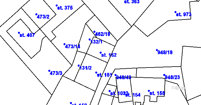 Parcela st. 152 v KÚ Borohrádek, Katastrální mapa