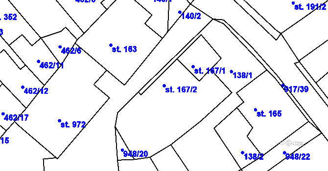 Parcela st. 167/2 v KÚ Borohrádek, Katastrální mapa