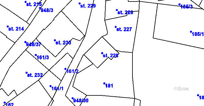 Parcela st. 228 v KÚ Borohrádek, Katastrální mapa
