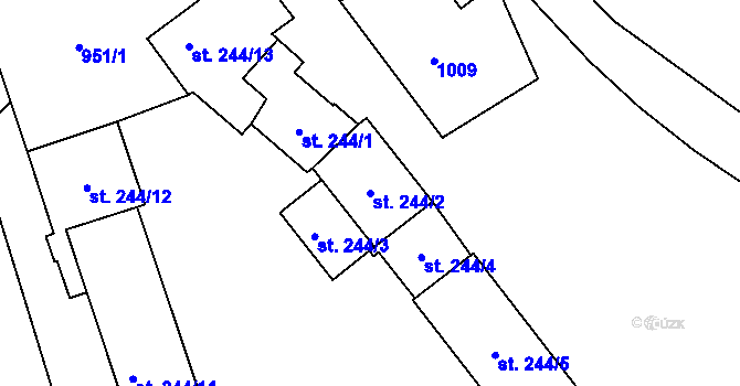 Parcela st. 244/2 v KÚ Borohrádek, Katastrální mapa