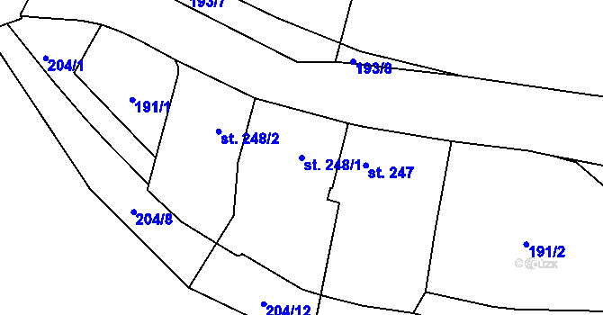 Parcela st. 248/1 v KÚ Borohrádek, Katastrální mapa
