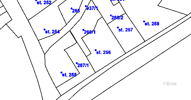 Parcela st. 256 v KÚ Borohrádek, Katastrální mapa