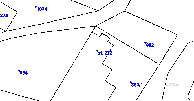 Parcela st. 272 v KÚ Borohrádek, Katastrální mapa