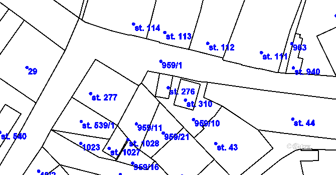 Parcela st. 276 v KÚ Borohrádek, Katastrální mapa