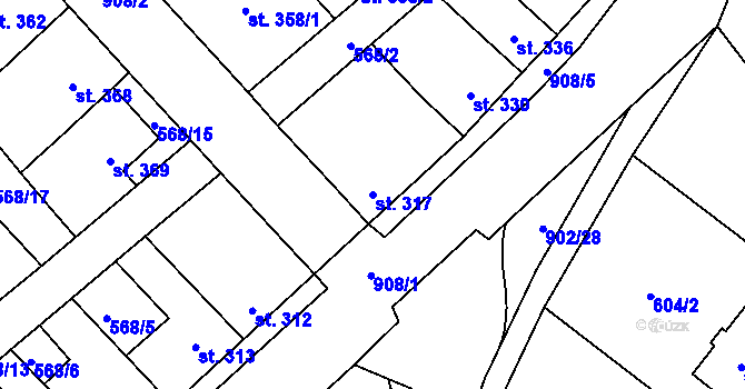 Parcela st. 317 v KÚ Borohrádek, Katastrální mapa