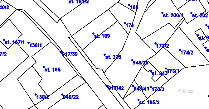 Parcela st. 326 v KÚ Borohrádek, Katastrální mapa
