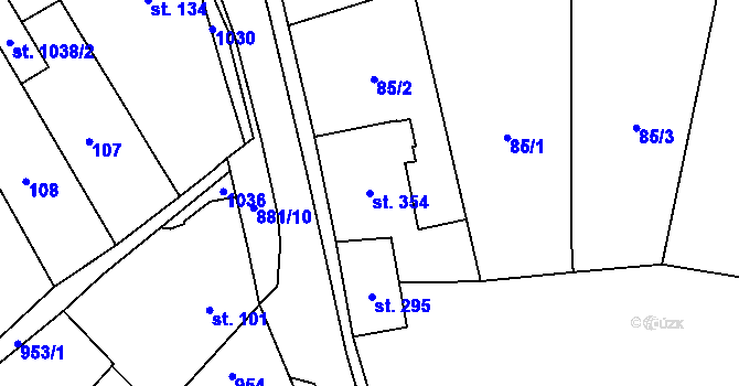 Parcela st. 354 v KÚ Borohrádek, Katastrální mapa