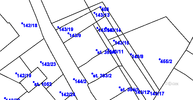 Parcela st. 393/1 v KÚ Borohrádek, Katastrální mapa