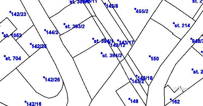 Parcela st. 394/2 v KÚ Borohrádek, Katastrální mapa