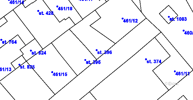 Parcela st. 396 v KÚ Borohrádek, Katastrální mapa