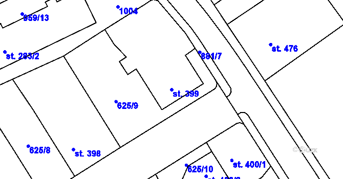 Parcela st. 399 v KÚ Borohrádek, Katastrální mapa