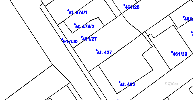 Parcela st. 427 v KÚ Borohrádek, Katastrální mapa