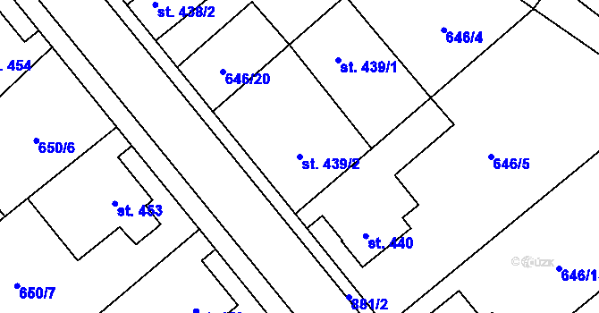 Parcela st. 439/2 v KÚ Borohrádek, Katastrální mapa