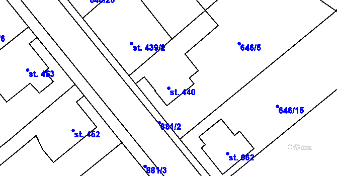 Parcela st. 440 v KÚ Borohrádek, Katastrální mapa