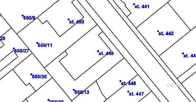 Parcela st. 449 v KÚ Borohrádek, Katastrální mapa