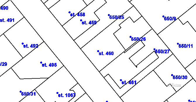 Parcela st. 460 v KÚ Borohrádek, Katastrální mapa