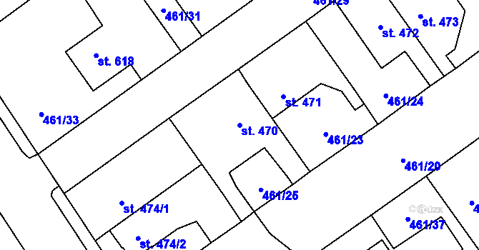 Parcela st. 470 v KÚ Borohrádek, Katastrální mapa