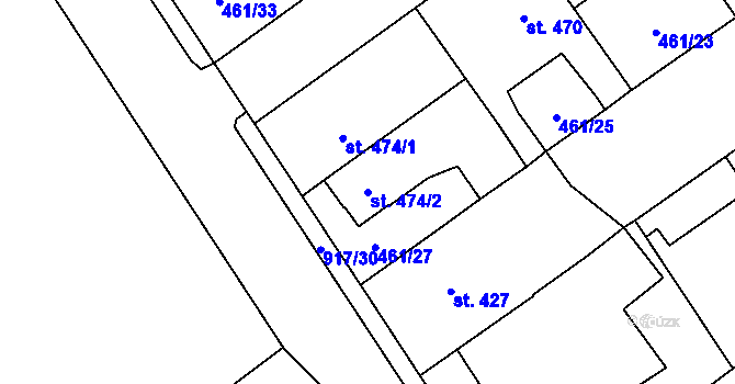 Parcela st. 474/2 v KÚ Borohrádek, Katastrální mapa