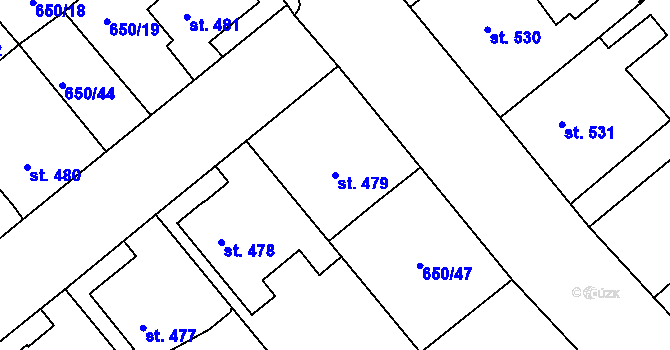 Parcela st. 479 v KÚ Borohrádek, Katastrální mapa